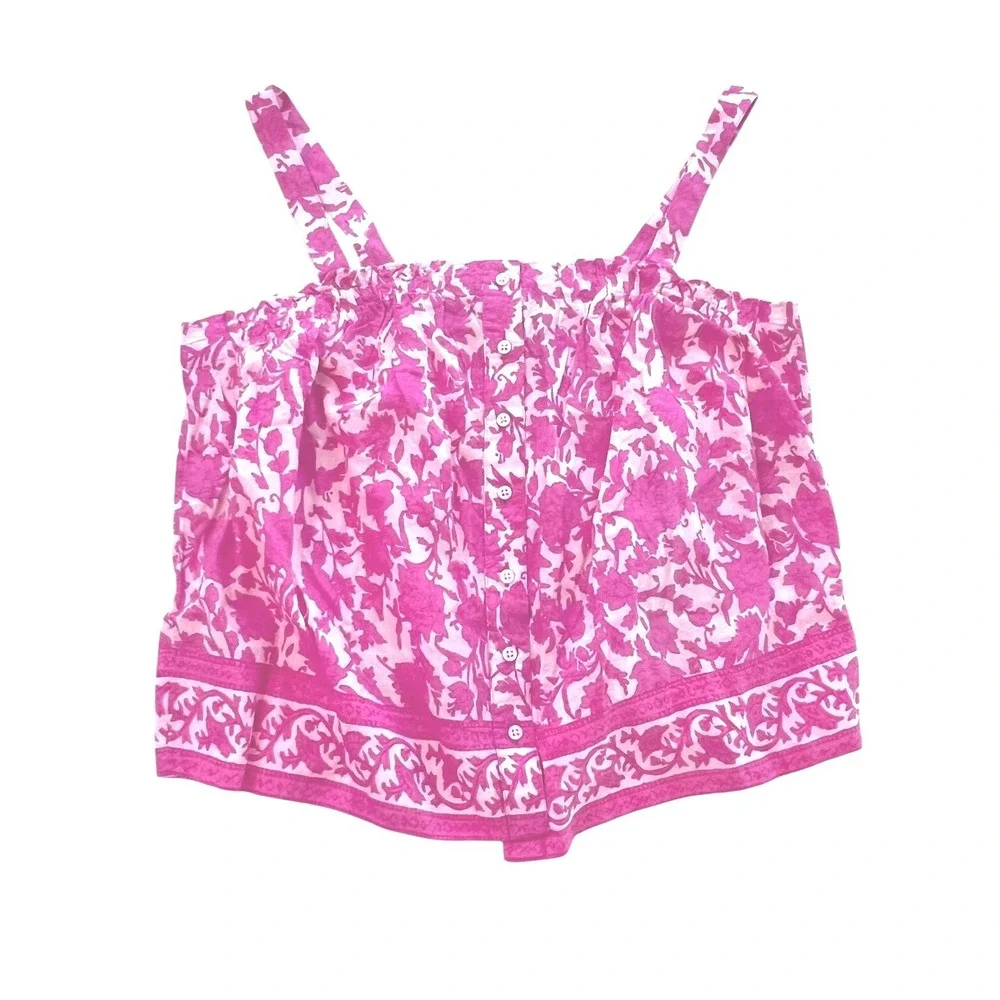 J.Crew Pink Floral Button Front Camisole Tank Top Medium‎